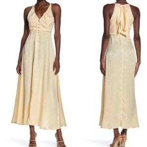 Free People Olivia Women's Size XS Champagne Satin V-Neck Sleeveless Woven Dress